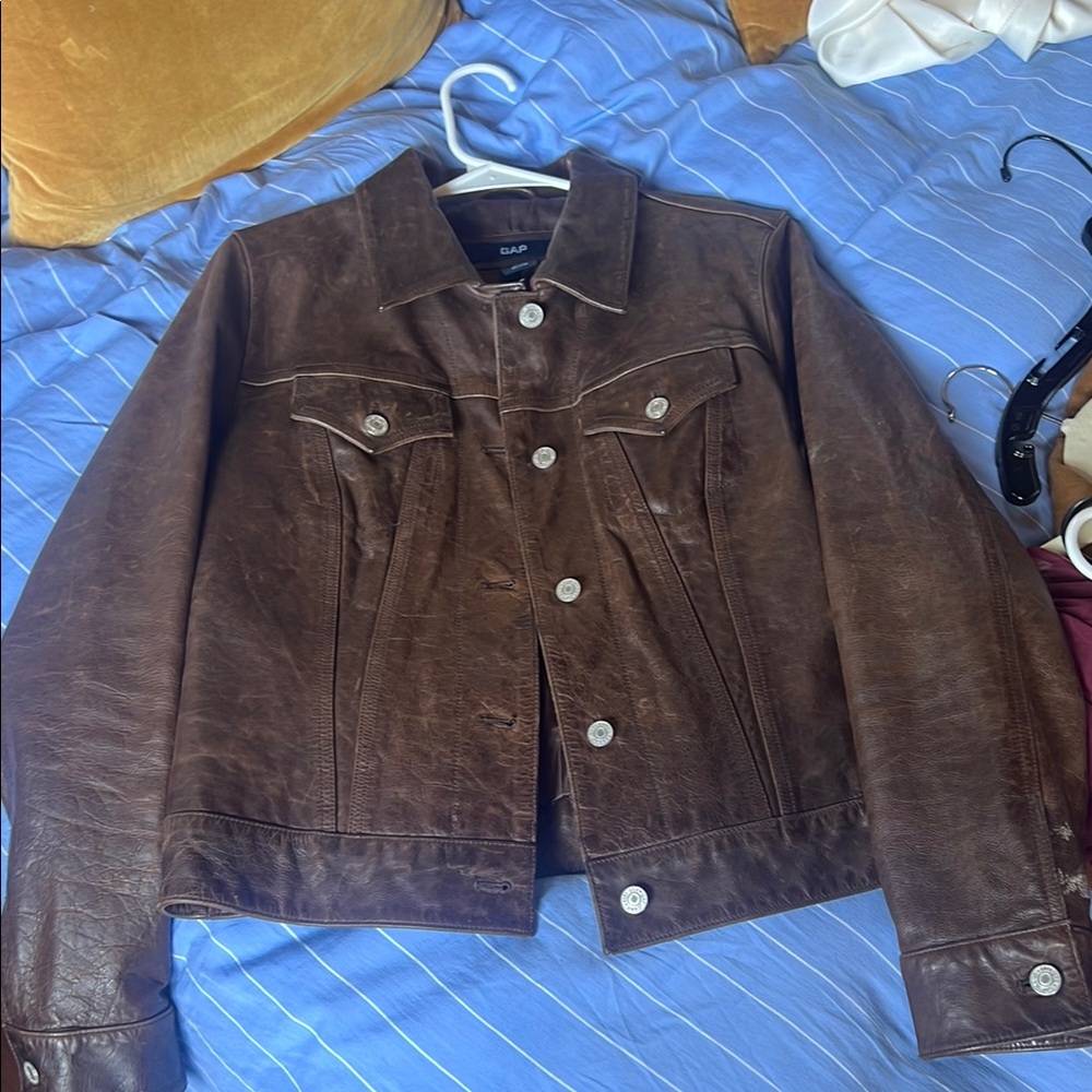 Vintage GAP Brown Leather Jacket - Timeless Structured Design